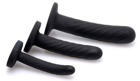 Trintiy Strap-On Silicone 3 Piece Dildo Set – Black