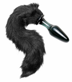 Midnight Fox Tail Glass Anal Plug