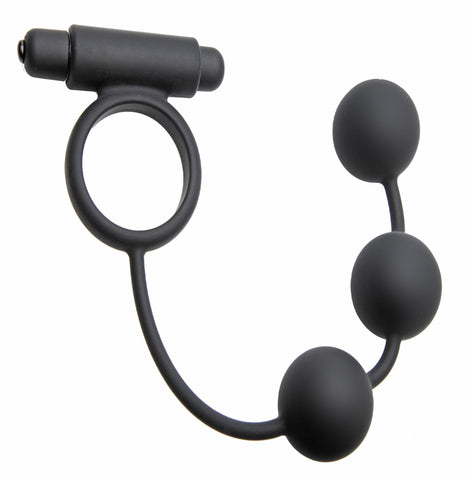 Tri-Orb Vibrating Cock Ring and Weighted Silicone Anal Balls