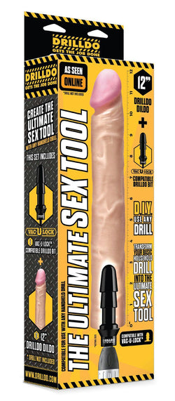 12 Inch Black Dildo with Drilldo Bit