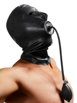 Rubber Hood with Built-in Inflatable Gag