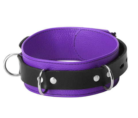 Strict Leather Deluxe Locking Collar - Purple and Black