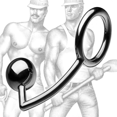 Tom of Finland Stainless Steel Cock Ring with Anal Ball